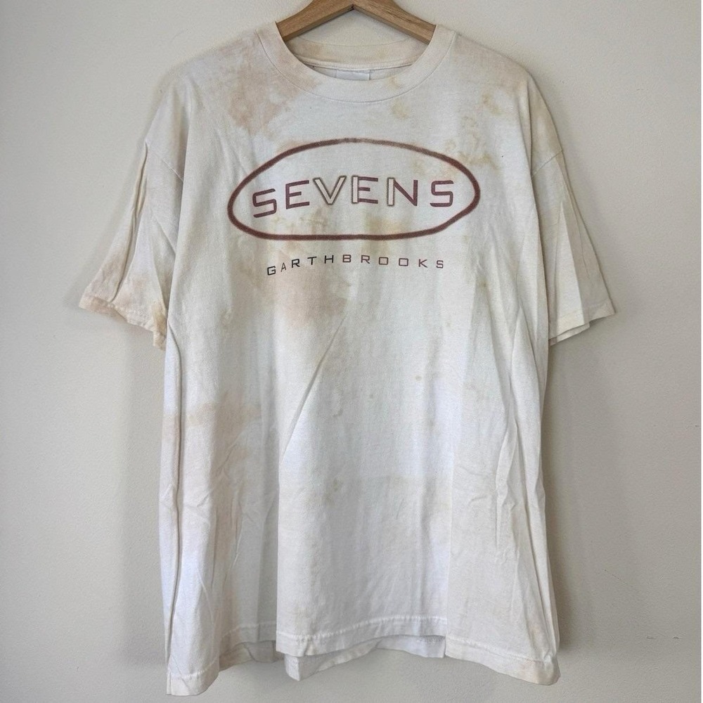 Vintage 90's Garth Brooks Sevens Tour Music Band Tye Dye Tee Shirt